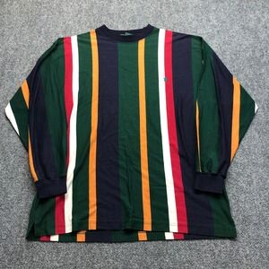 Knights of the Round Table Mens Large Striped Long Sleeve Shirt Green Navy Red